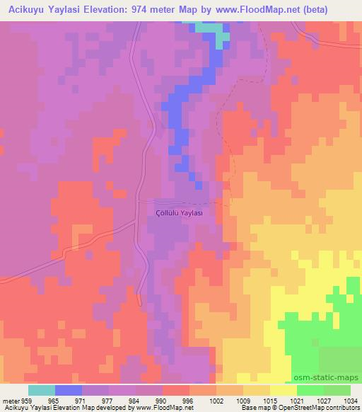 Acikuyu Yaylasi,Turkey Elevation Map