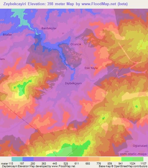 Zeybekcayiri,Turkey Elevation Map