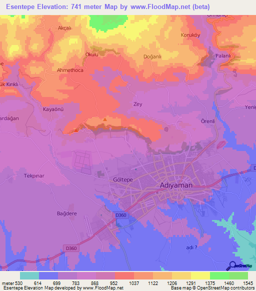 Esentepe,Turkey Elevation Map