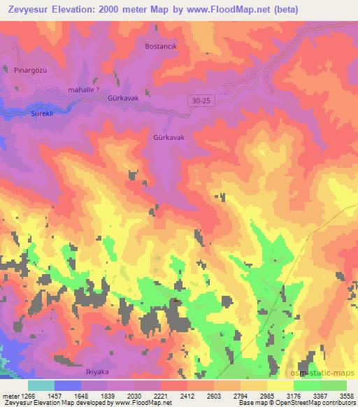 Zevyesur,Turkey Elevation Map