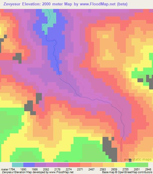 Zevyesur,Turkey Elevation Map