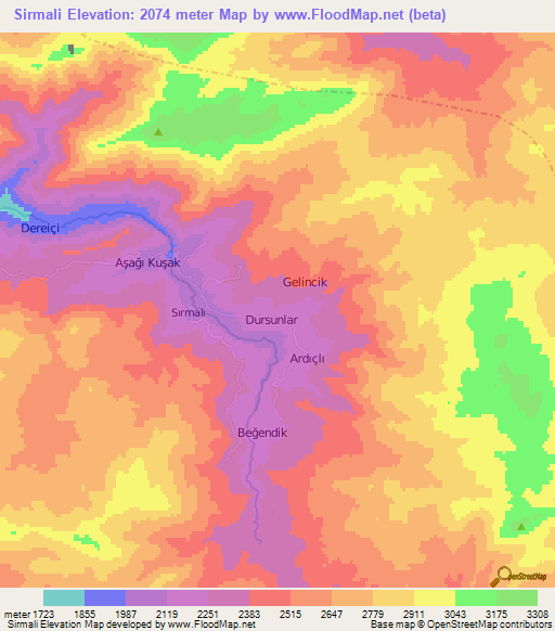 Sirmali,Turkey Elevation Map