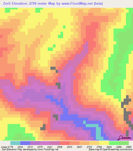 Zeril,Turkey Elevation Map