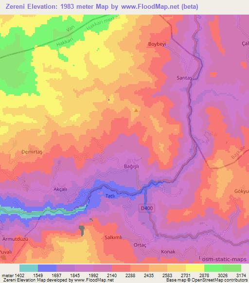 Zereni,Turkey Elevation Map