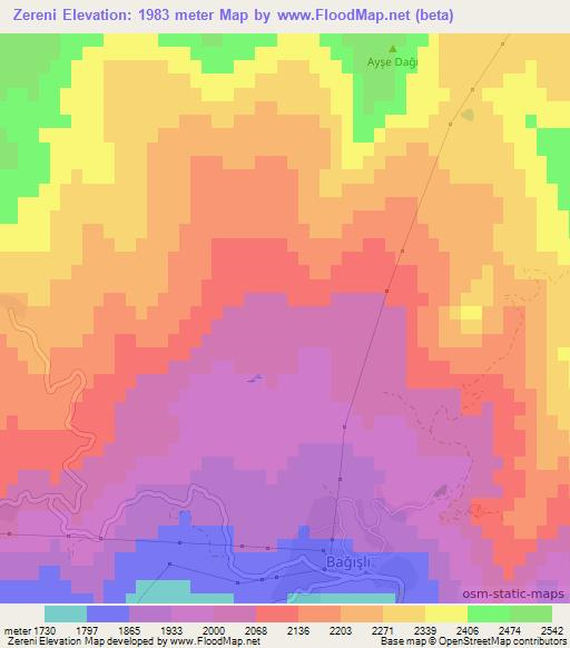 Zereni,Turkey Elevation Map