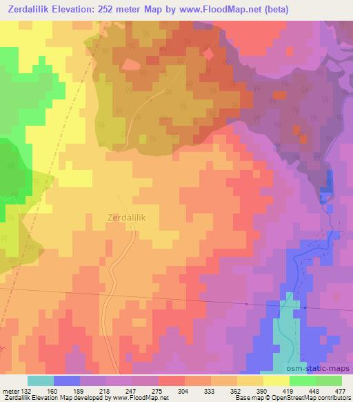 Zerdalilik,Turkey Elevation Map
