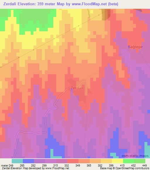 Zerdali,Turkey Elevation Map