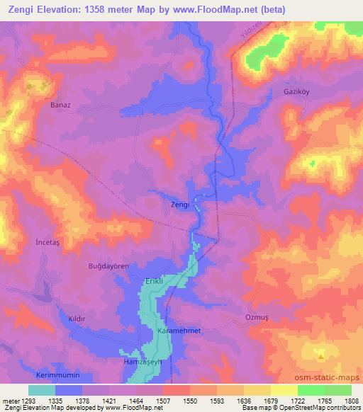 Zengi,Turkey Elevation Map