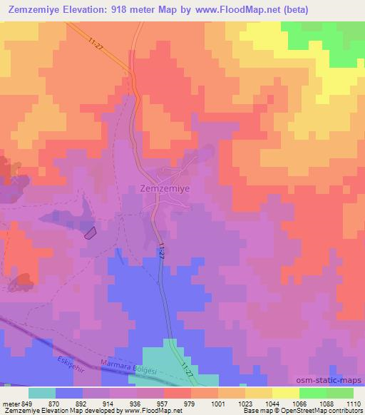 Zemzemiye,Turkey Elevation Map