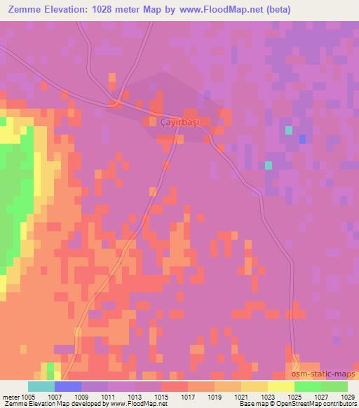 Zemme,Turkey Elevation Map