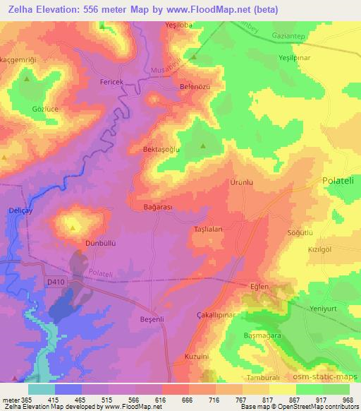 Zelha,Turkey Elevation Map