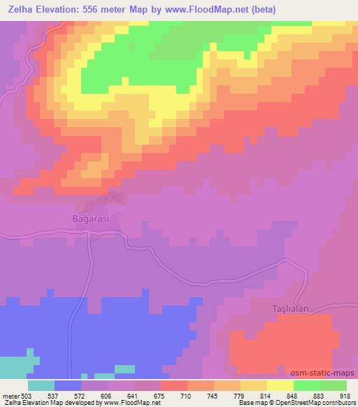 Zelha,Turkey Elevation Map