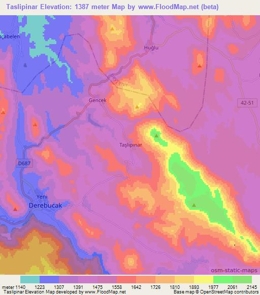 Taslipinar,Turkey Elevation Map