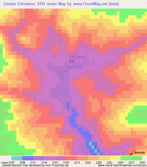 Zazalar,Turkey Elevation Map