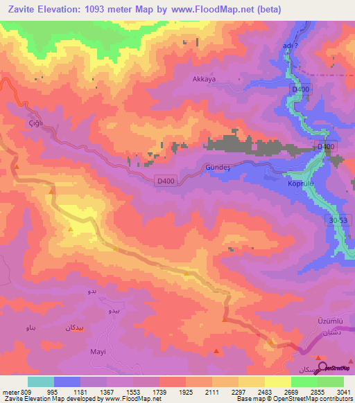 Zavite,Turkey Elevation Map