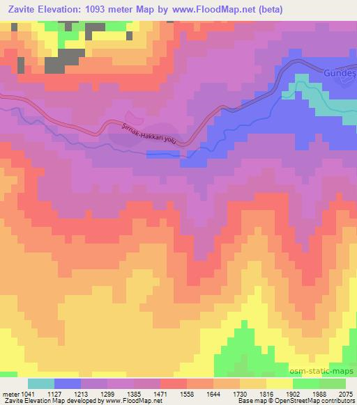 Zavite,Turkey Elevation Map