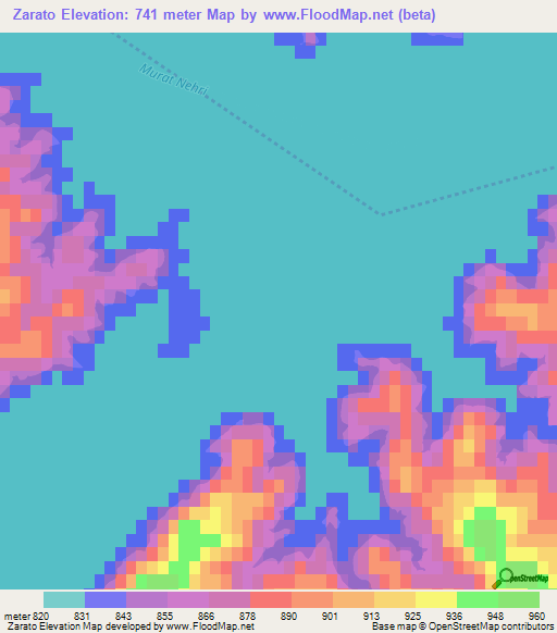 Zarato,Turkey Elevation Map