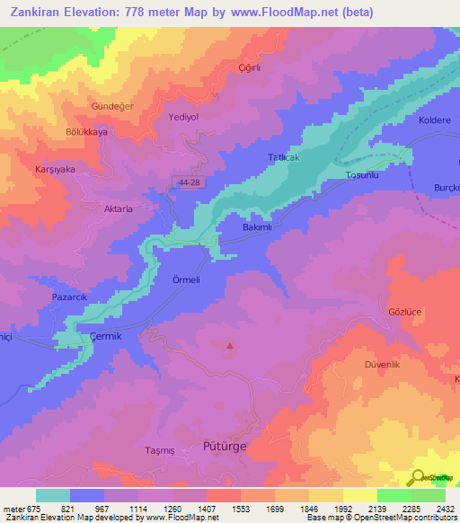 Zankiran,Turkey Elevation Map