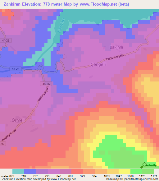 Zankiran,Turkey Elevation Map