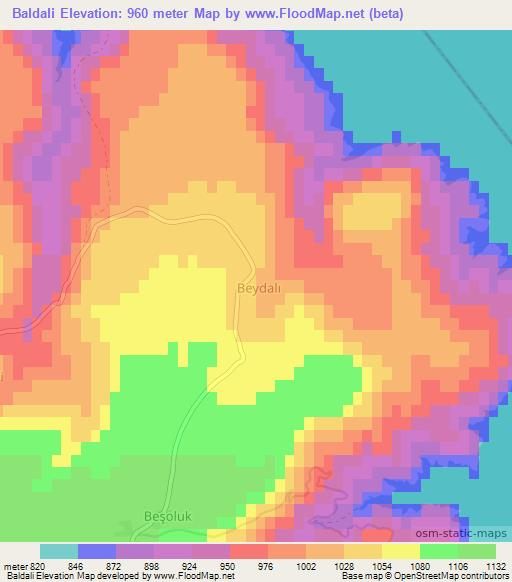 Baldali,Turkey Elevation Map