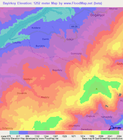 Bayirkoy,Turkey Elevation Map