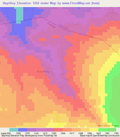 Bayirkoy,Turkey Elevation Map