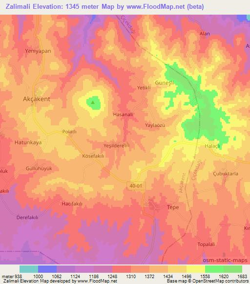 Zalimali,Turkey Elevation Map