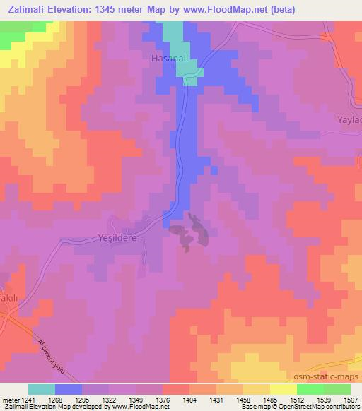 Zalimali,Turkey Elevation Map