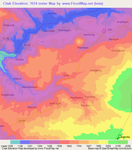 Citak,Turkey Elevation Map