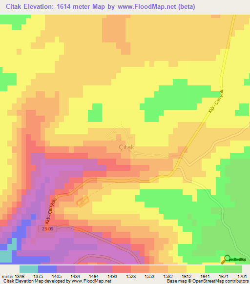 Citak,Turkey Elevation Map