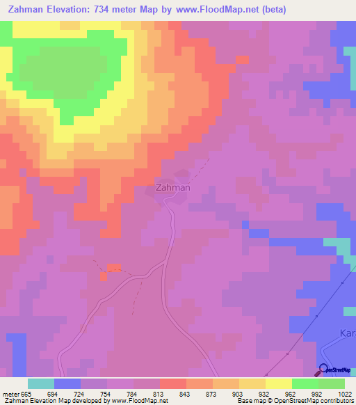 Zahman,Turkey Elevation Map