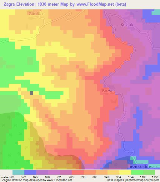 Zagra,Turkey Elevation Map