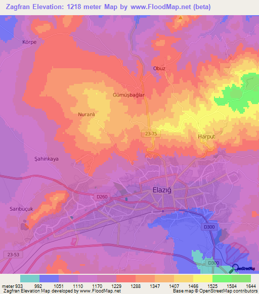 Zagfran,Turkey Elevation Map