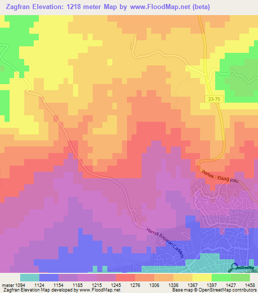 Zagfran,Turkey Elevation Map