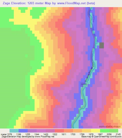 Zage,Turkey Elevation Map