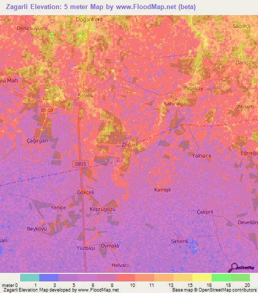 Zagarli,Turkey Elevation Map