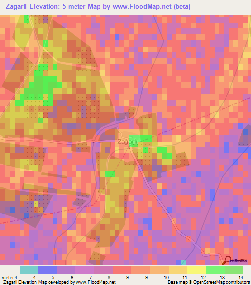 Zagarli,Turkey Elevation Map