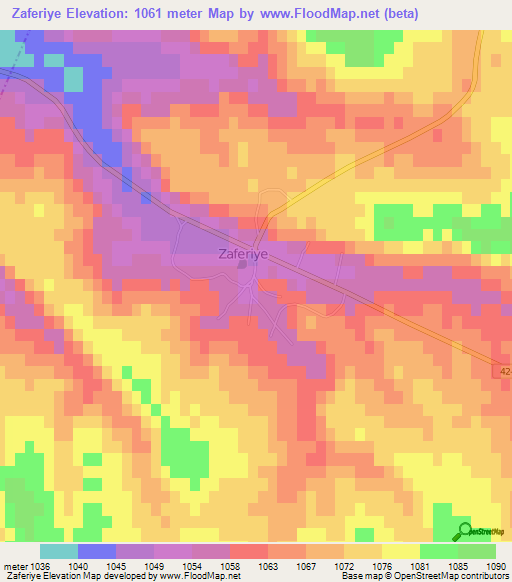 Zaferiye,Turkey Elevation Map