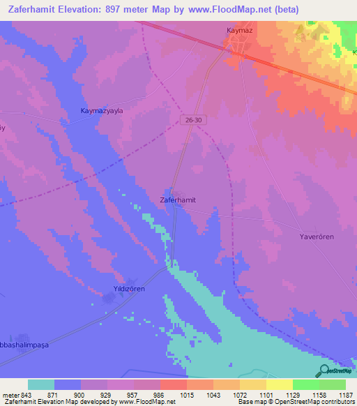 Zaferhamit,Turkey Elevation Map