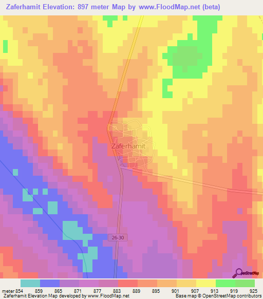 Zaferhamit,Turkey Elevation Map