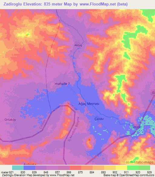 Zadiroglu,Turkey Elevation Map