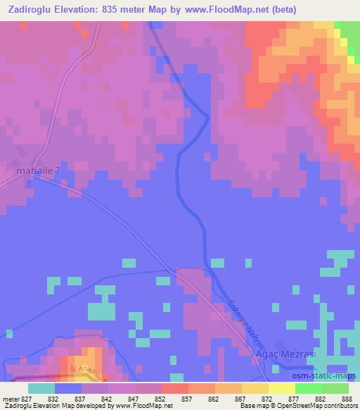 Zadiroglu,Turkey Elevation Map