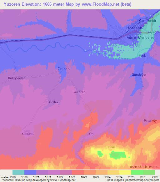 Yuzoren,Turkey Elevation Map