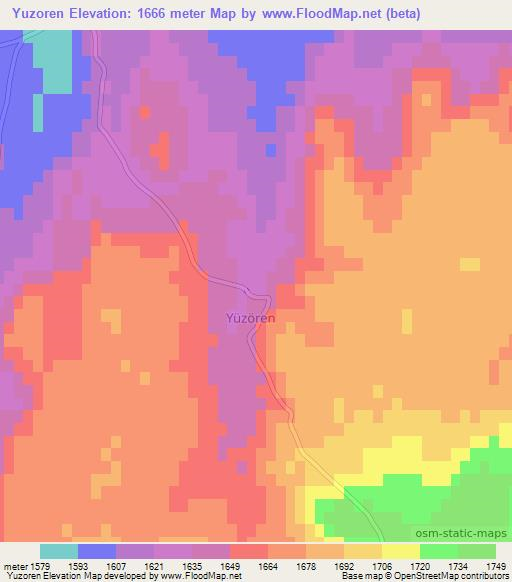 Yuzoren,Turkey Elevation Map