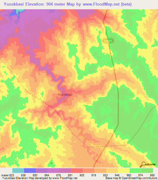 Yuzukbasi,Turkey Elevation Map