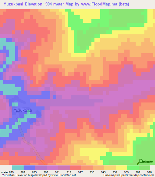 Yuzukbasi,Turkey Elevation Map