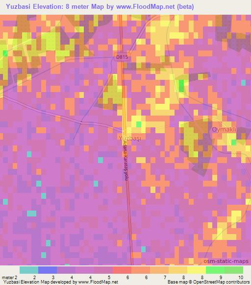 Yuzbasi,Turkey Elevation Map