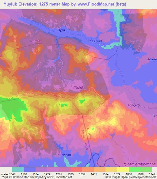 Yuyluk,Turkey Elevation Map