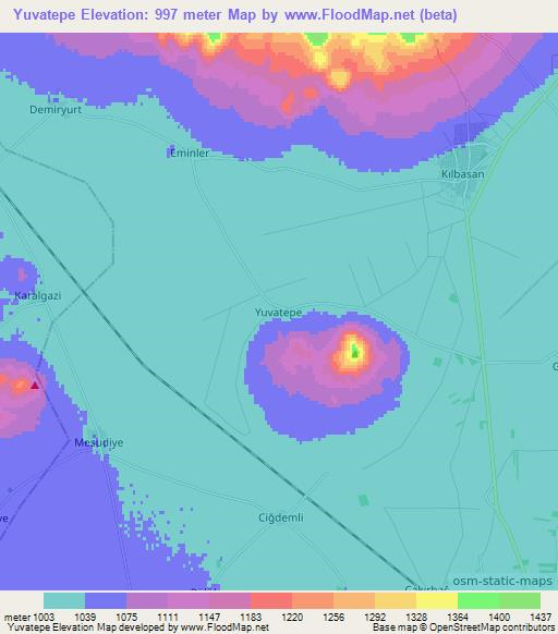 Yuvatepe,Turkey Elevation Map