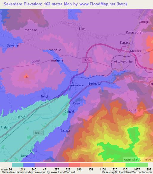 Sekerdere,Turkey Elevation Map